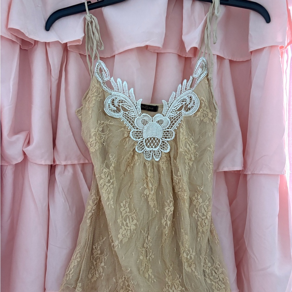 Forever 21 Tan Embellished Sleeveless Camisole